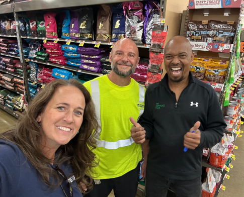 paige with driver and retailer